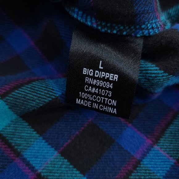 MATIX Shirt Men's Large Blue Big Dipper Long Sleeve Flannel Plaid Snap Up - Picture 7 of 7